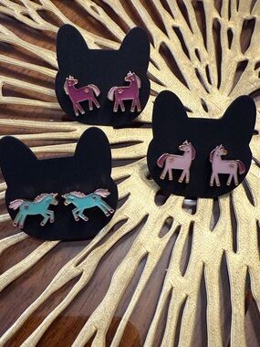 Unicorn Stud Earrings - 3 pack Pink, Purple, Mint